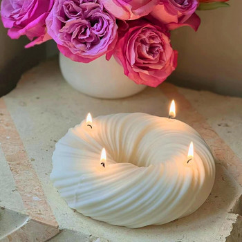 Силиконова форма за свещи за понички Силиконова форма за свещи с кръгла свещ Форма за печене на торти за понички Ръчно изработени гипсови форми от епоксидна смола