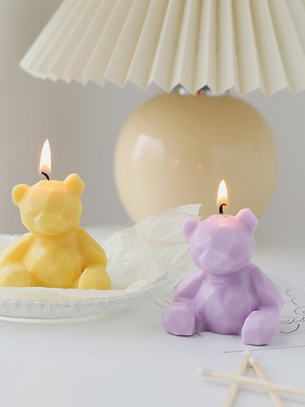 Brza dostava Geometrijski medvjed Kalup za svijeće Izrada aroma svijeća Silikonski kalup Epoksidni sapun Čokolada Poklon pribor za rukotvorine