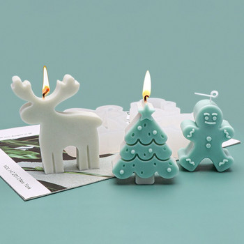 Χριστουγεννιάτικο δέντρο σιλικόνης καλούπι κεριού Gingerbread Man Elk Candle Making Supplies DIY Aromath Soaps Injection Mold Διακόσμηση σπιτιού