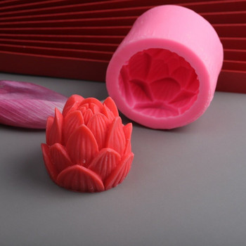 Силиконова форма за свещ за ароматерапия 3D Форма за сапун с цвете на лотос Силиконова форма за сапун Направи си сам Форма за свещи Форма за сапун Консумативи за декорация на торта
