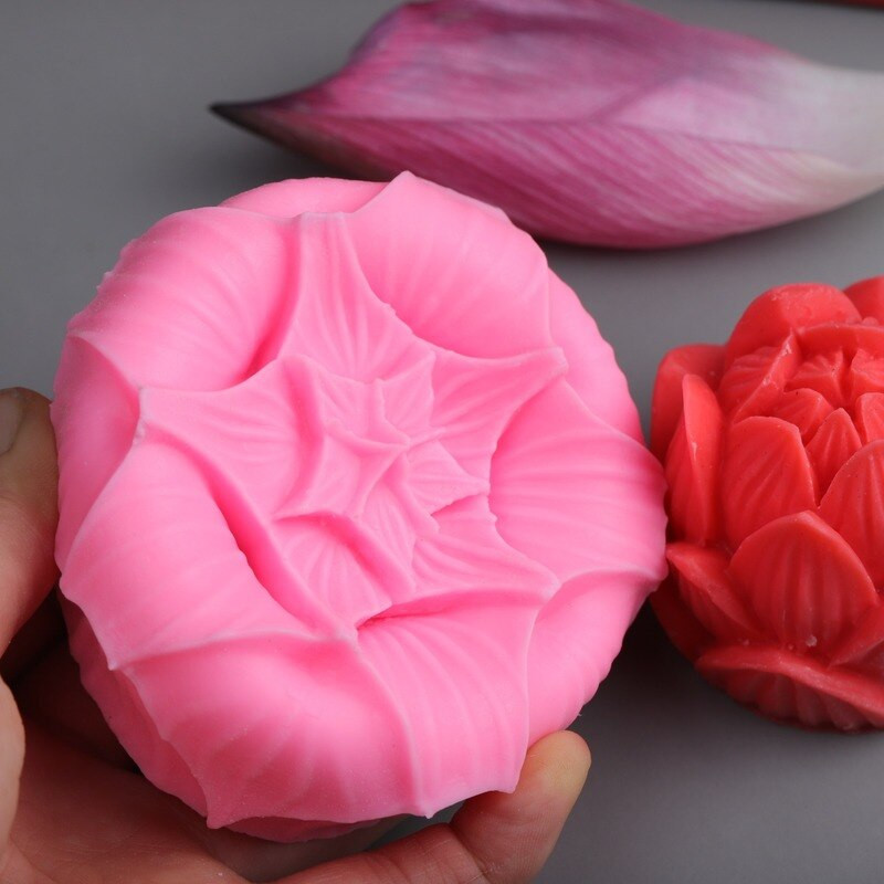 Aroomiteraapia küünla silikoonvorm 3D lootose lille kujuga seebi silikoonvorm DIY küünlavorm seebivormi koogi kaunistustarbed