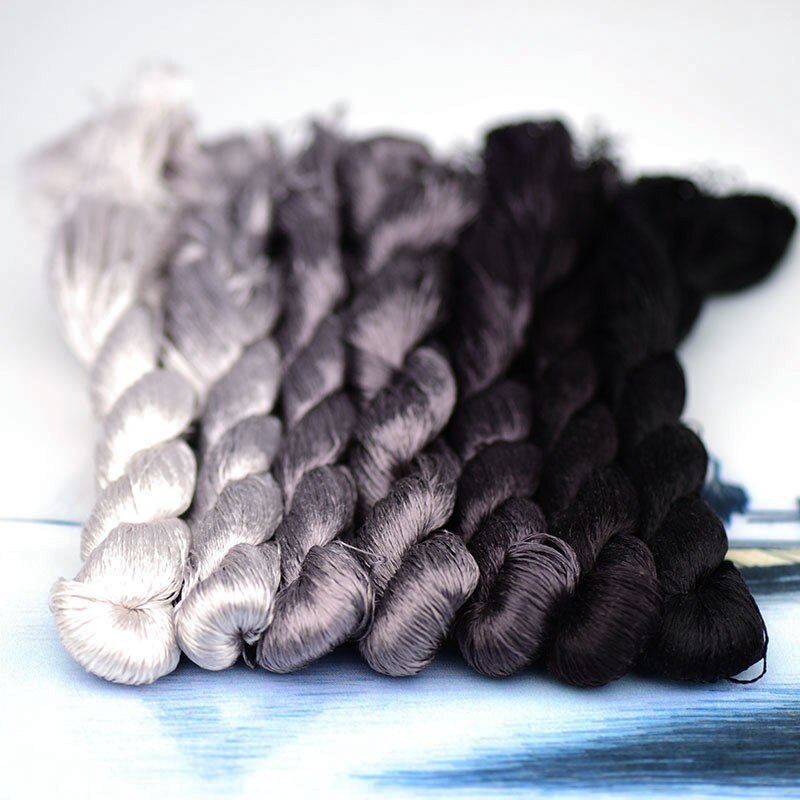 šilko siuvinėjimo siūlai / 100% šilko siūlai / siuvinėjimas rankomis siuvinėjimas kryželiu / purpurinė ruda serija / 7 grynos spalvos