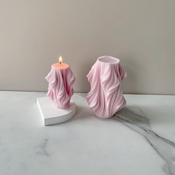 Геометрично неправилна вълнообразна колонна форма за свещи 3D въртяща се колонна свещ Гипсова декорационна форма за семейни партита Подарък за свещи
