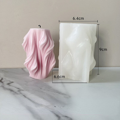 Geometriškai netaisyklingos banguotos kolonėlės žvakės formos 3D besisukančios kolonos žvakės gipso dekoravimo formos Šeimos vakarėlio dovanų žvakių forma