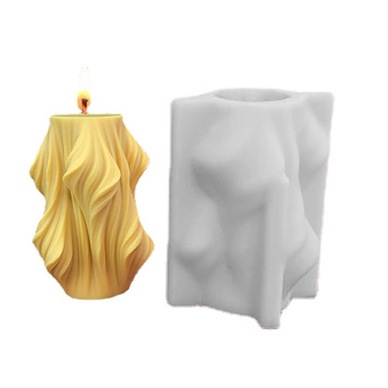 Geometriškai netaisyklingos banguotos kolonėlės žvakės formos 3D besisukančios kolonos žvakės gipso dekoravimo formos Šeimos vakarėlio dovanų žvakių forma