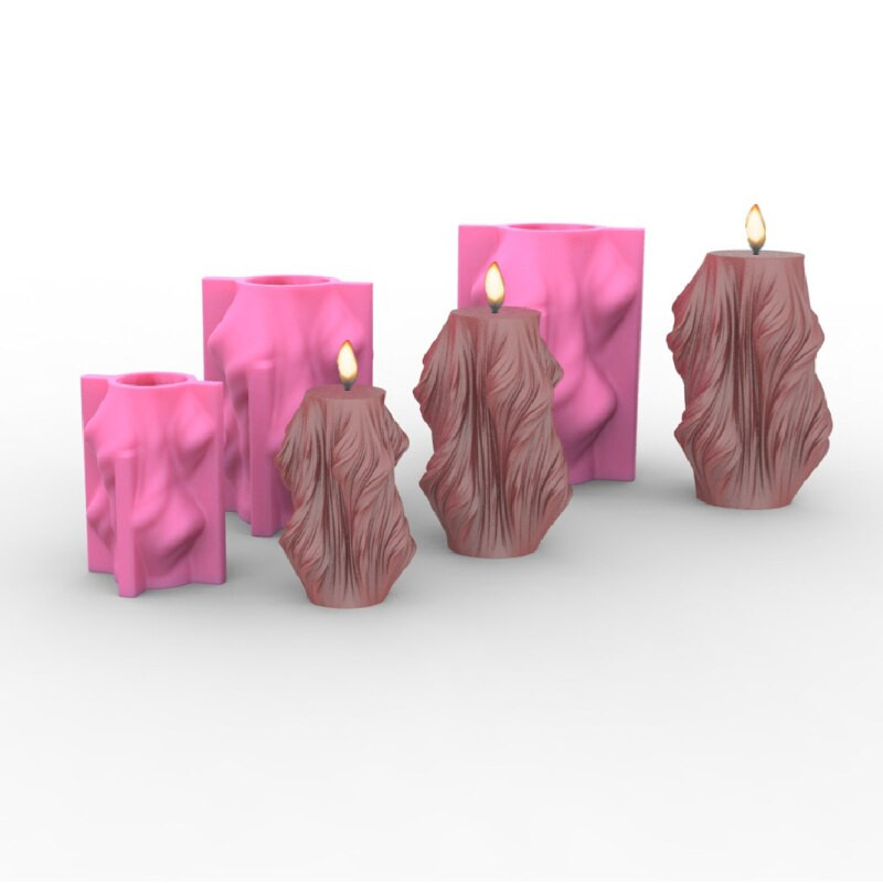 Geometriškai netaisyklingos banguotos kolonėlės žvakės formos 3D besisukančios kolonos žvakės gipso dekoravimo formos Šeimos vakarėlio dovanų žvakių forma