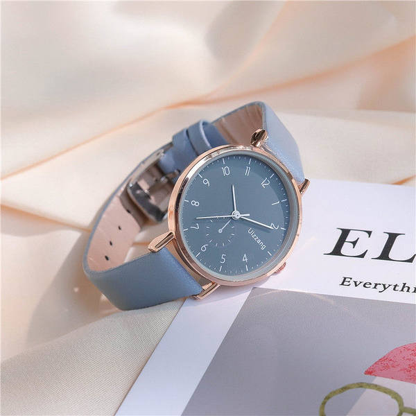 Vandeniui atsparus moteriškas laikrodis su odiniu dirželiu