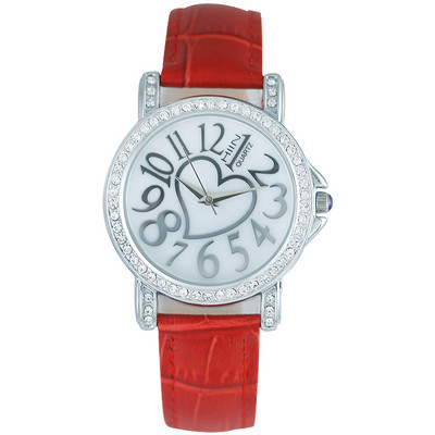 Nahast rihma ja dekoratiivkividega uus mudel naiste käekell