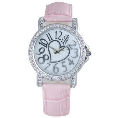 Nahast rihma ja dekoratiivkividega uus mudel naiste käekell