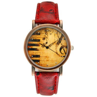 Ρετρό κομψό γυναικείο ρολόι με δερμάτινο λουράκι