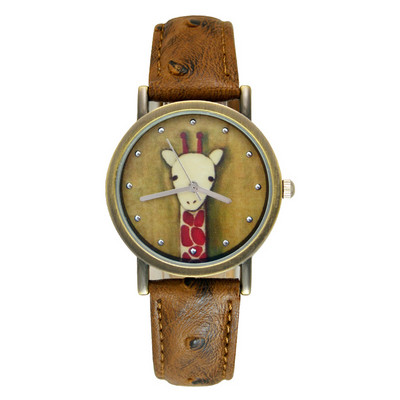 Ρετρό κομψό γυναικείο ρολόι με δερμάτινο λουράκι