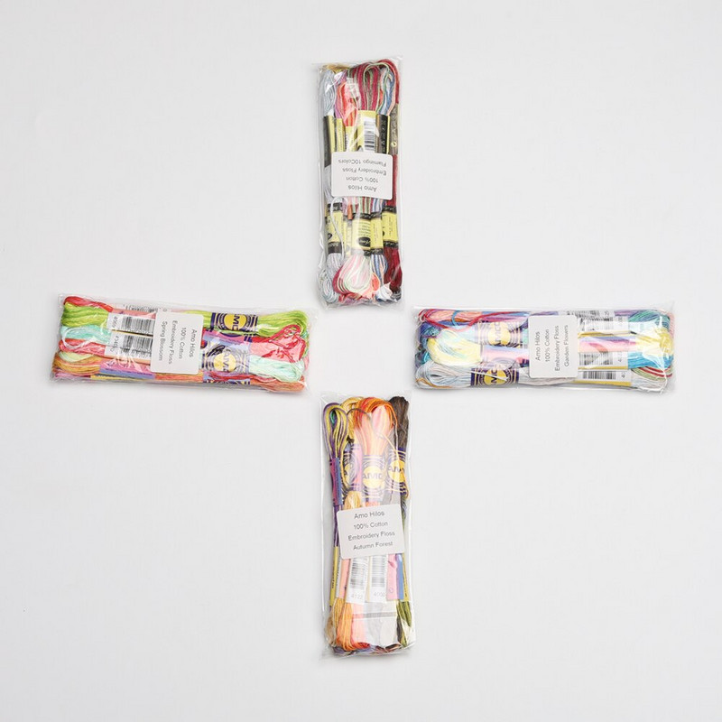 10 χρώματα ανά σετ Ποικιλόχρωμα 6 σκέλη 8 μέτρα ανά κουβάρι Παραλλαγή χρώματος Βαμβακερό κέντημα νήμα Βαμμένο σταυροβελονιά