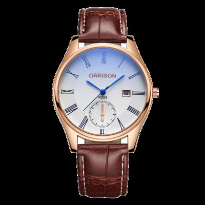 Γυναικείο ρολόι - με δερμάτινο λουράκι και στρογγυλό σχήμα