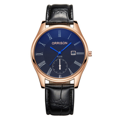 Γυναικείο ρολόι - με δερμάτινο λουράκι και στρογγυλό σχήμα