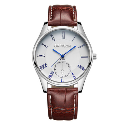 Γυναικείο ρολόι - με δερμάτινο λουράκι και στρογγυλό σχήμα