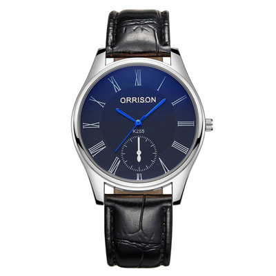 Γυναικείο ρολόι - με δερμάτινο λουράκι και στρογγυλό σχήμα