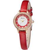 Uus mudel nahast rihmaga naiste käekell - valge ja punane värv