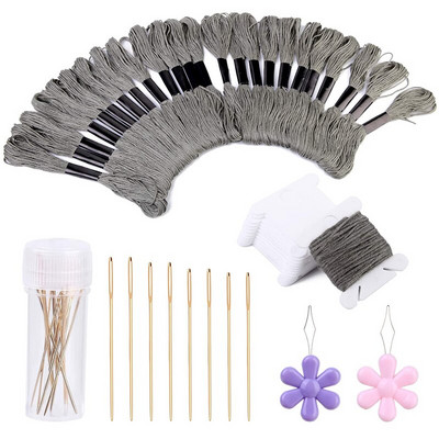 Σετ νήμα για κέντημα LMDZ 24 τεμ. Συμπεριλαμβάνονται πλαστικά μασούρια από νήμα, βελόνα ραπτικής βελόνας κλωστής χειρός για κέντημα