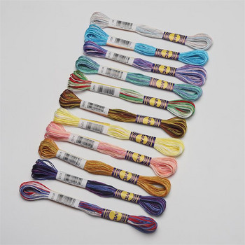Разноцветен памучен конец за бродиране 6 нишки 8 метра на чиле Различни цветове Конец за кръстат шев 30 DMC цвята в 3