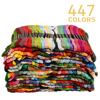 447 τμχ Χρώματα Μείγμα Κλωστών Κεντήματος Βαμβακερά κουβέρια ραπτικής με σταυροβελονιά Κέντημα κλωστή νήμα κιτ DIY Εργαλεία ραπτικής