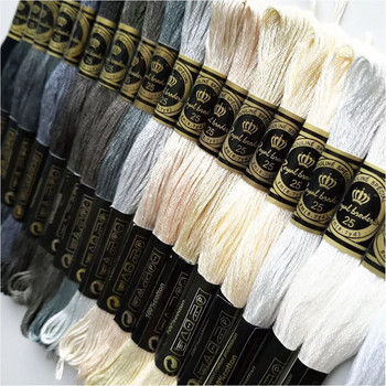 Всички 447 конци за бродиране в цветове на дъгата 100% египетски памучен конец с кръстат бод с дълги телчета, 8 метра 6 нишки