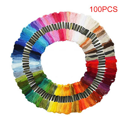 100/50 τμχ Κεντήματα DIY Silk Line Branch Κλωστές Similar Dmc Thread Floss Skein Cross Stitch Thread Random Color Sewing Home