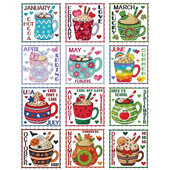 Σειρά Twelve Months Counted 11CT τυπωμένο ύφασμα καμβάς DIY Σετ σταυροβελονιά στο χέρι Κέντημα Craft Διακοσμητικό σπιτιού 35x35cm