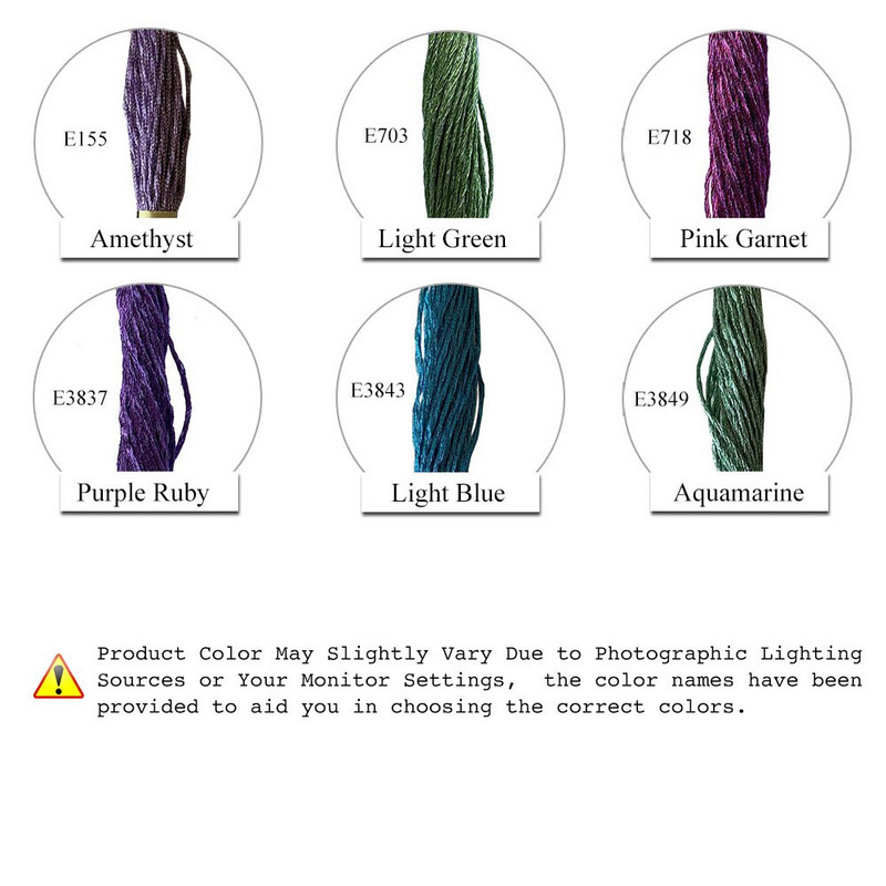 Jewel Effects 12 haruga jagatavad metallist tikkimisniidiga ristpistes niidid, 8,7 jardi, 15 erinevat värvi komplekt