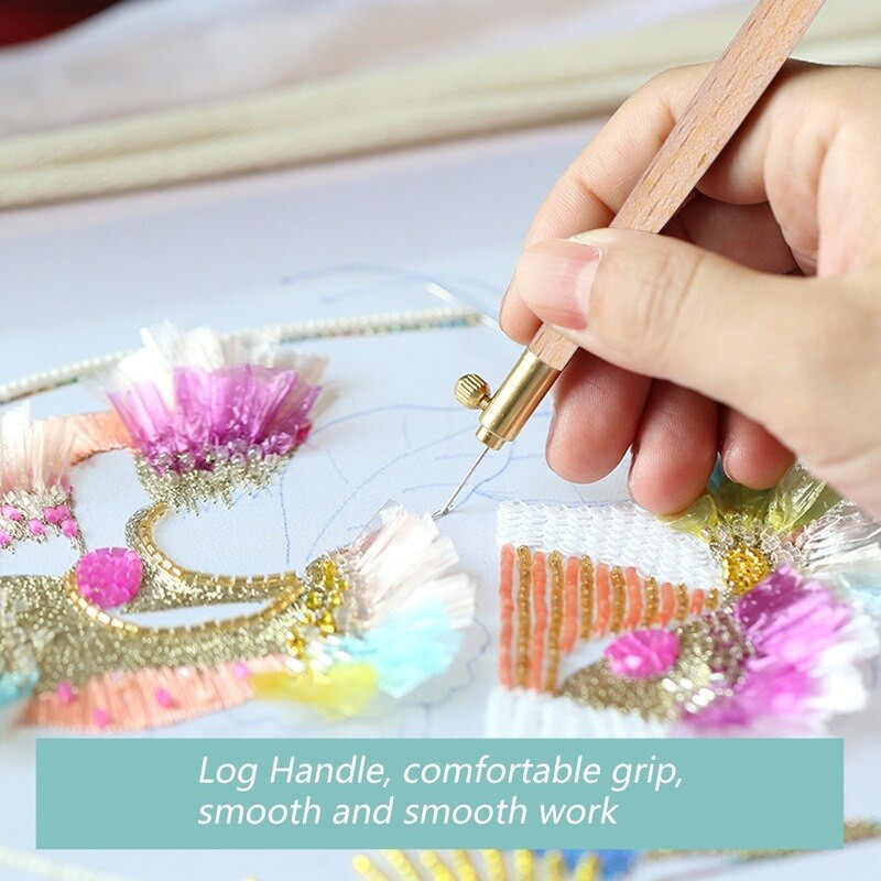 Prancūziškos medinės nėrimo siuvinėjimo adatos medinės rankenos nėrimo kabliukas kryžminio dygsnio nėrimo rinkinys siuvimo mezgimo įrankiai