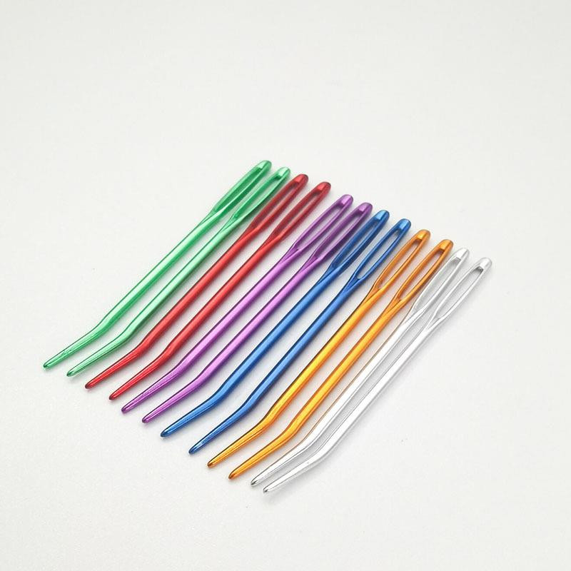 2 vnt. didelių akių bukas siuvimo adatos kryžminio dygsnio mezgimo adata rankų darbo odinė siuvinėjimo siūlų adata Siuvimo priedai