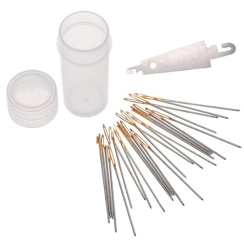 30 vnt. kryžminio dygsnio adatos su nerūdijančio plieno adatų sriegiu „pasidaryk pats“ siuvinėjimo rankinės adatos Siuvimo adatos skaidrioje dėžutėje