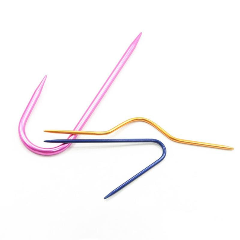 3 τεμ/παρτίδα Καμπύλες βελονάκια Αλουμινένιες καρφίτσες για βελόνες πλεξίματος για κασκόλ Πλεκτό πουλόβερ ύφανσης ραφής πλεκτά εργαλεία