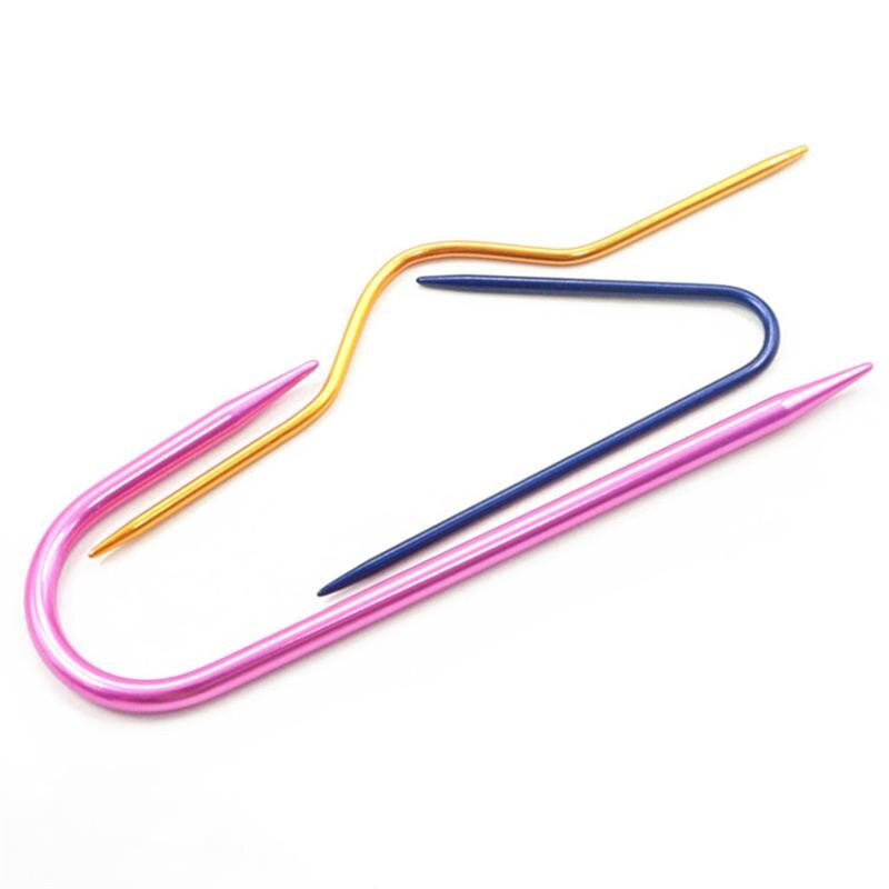 3 τεμ/παρτίδα Καμπύλες βελονάκια Αλουμινένιες καρφίτσες για βελόνες πλεξίματος για κασκόλ Πλεκτό πουλόβερ ύφανσης ραφής πλεκτά εργαλεία
