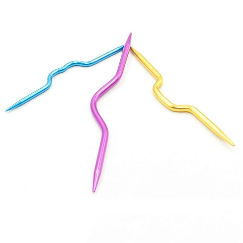 3 τεμ/παρτίδα Καμπύλες βελονάκια Αλουμινένιες καρφίτσες για βελόνες πλεξίματος για κασκόλ Πλεκτό πουλόβερ ύφανσης ραφής πλεκτά εργαλεία