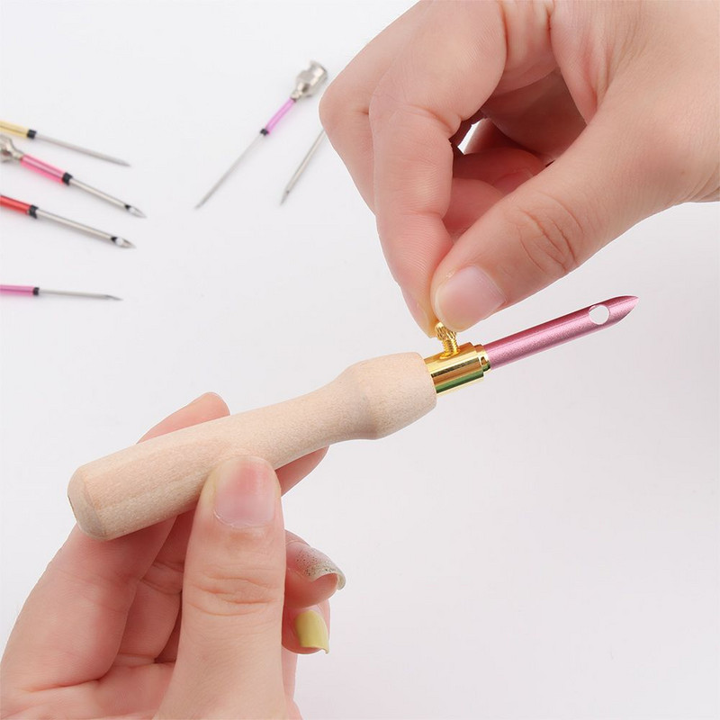 Kõigi mudelite tikkimispisted Punch Needle Tool Vahetatava peaga torkamisnõel Ristpistes kudumine meisterdamine