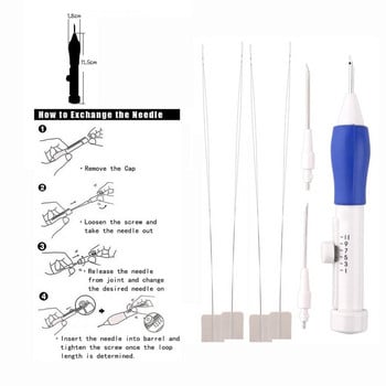 Magic Ebroidery Pen Punch Needle Set 3 Needles 2 Threaders Craft Tool for Ebroidery DIY Ραπτική σταυροβελονιά Αξεσουάρ ραπτικής
