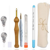 7/8 gab Adīšanas izšūšanas perforators adatas pildspalvu komplekts Adīšanas izšūšanas komplekti Audums Kokvilna masīva krustdūriena DIY aušanas rīks