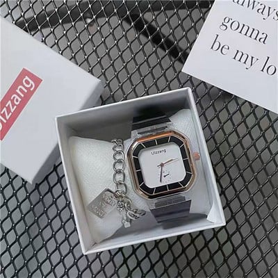 Retro ženski sat četvrtastog oblika sa silikonskim remenom