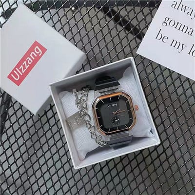 Retro ženski sat četvrtastog oblika sa silikonskim remenom