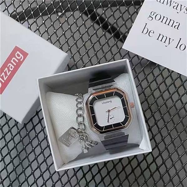 Retro ženski sat četvrtastog oblika sa silikonskim remenom