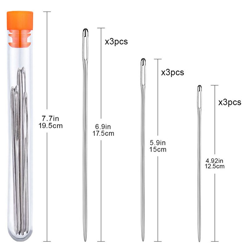 RORGETO Μεγάλες βελόνες ραπτικής με αμβλύ μάτι Βελόνα ραπτικής με μυτερή βελόνα σταυροβελονιά Χειροποίητο νήμα από ανοξείδωτο ατσάλι Δερμάτινο πλέγμα εργαλείο ραπτικής