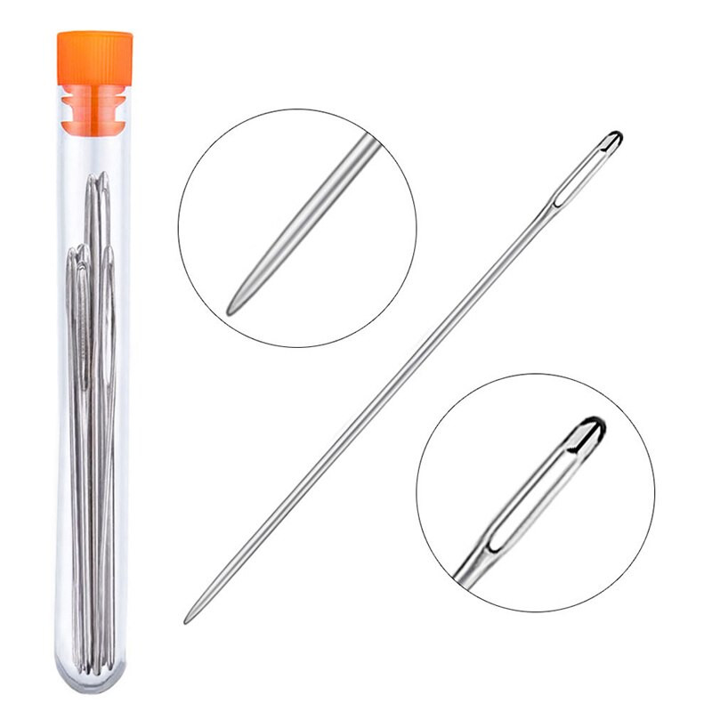 RORGETO Μεγάλες βελόνες ραπτικής με αμβλύ μάτι Βελόνα ραπτικής με μυτερή βελόνα σταυροβελονιά Χειροποίητο νήμα από ανοξείδωτο ατσάλι Δερμάτινο πλέγμα εργαλείο ραπτικής