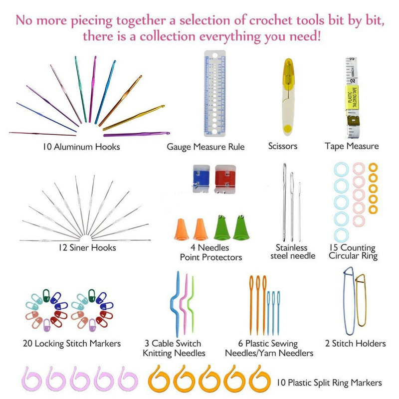 Set de ace de tricotat, 100/90 buc. Ace de tricotat, instrumente de cusut pentru țesut, set complet de tricotaj, foarfece, suport pentru cusături