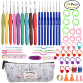 Kukice za kukičanje od 8/59 komada s torbom za pohranu Set igala za pletenje DIY igla Umjetnički zanat Škare Markeri za šavove Alati za šivanje