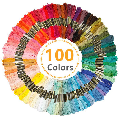 100/200/447 τμχ Μίξ χρωμάτων Κλωστή κεντήματος Βαμβακερά κουβάρια ραψίματος Craft Cross Stitch Floss Kit Line DIY Tools Make βραχιόλια