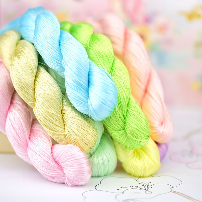 siidist tikkimisniit / 100% siidist niit / käsitsi tikand tikkimine ristpistes / Makaroni värvid / 8 puhast värvi