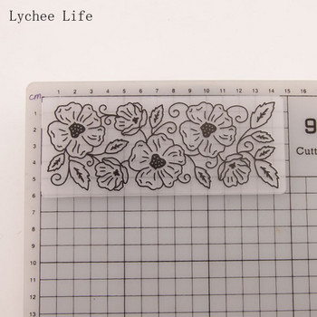 Στένσιλ φακέλου με ανάγλυφο λουλουδάτο Lychee Life 15x6cm για DIY άλμπουμ καρτών λευκώματος κατασκευής διακόσμησης σπιτιού