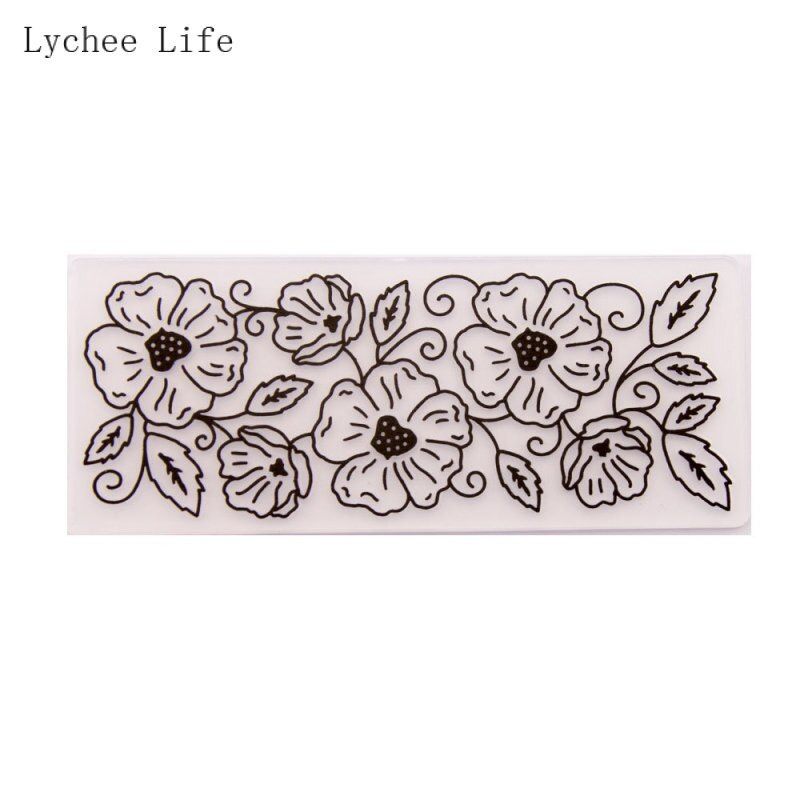 Στένσιλ φακέλου με ανάγλυφο λουλουδάτο Lychee Life 15x6cm για DIY άλμπουμ καρτών λευκώματος κατασκευής διακόσμησης σπιτιού