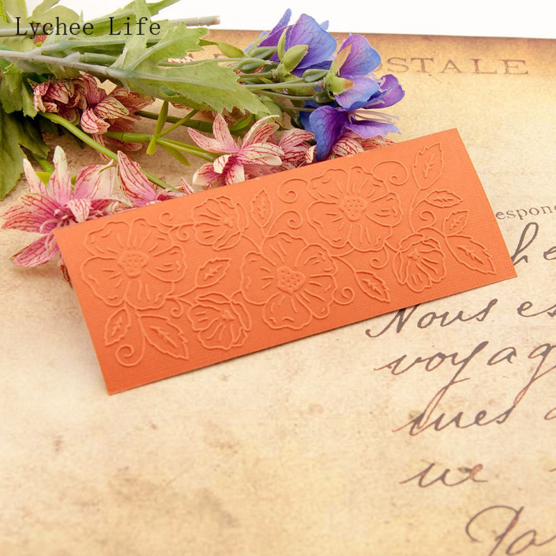 Στένσιλ φακέλου με ανάγλυφο λουλουδάτο Lychee Life 15x6cm για DIY άλμπουμ καρτών λευκώματος κατασκευής διακόσμησης σπιτιού