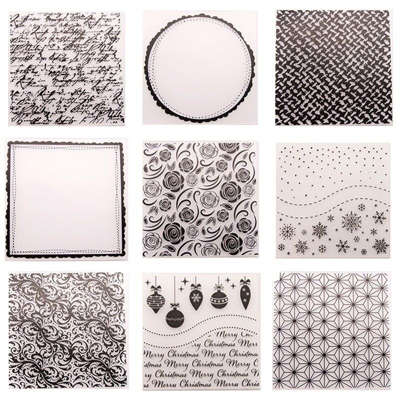 25 Σχέδιο 15Χ15 εκ. Πλαστικό ανάγλυφο φάκελο Πρότυπο για DIY Scrapbooking Craft φωτογραφικό άλμπουμ Κάρτα διακοπών Χειροποίητα διακοσμητικά προμήθειες